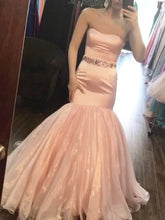 New Arrival Mermaid Sweetheart Peach Satin Organza Long Prom Dress BD22151