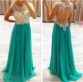 Backless Prom Dresses,Charming Prom Dresses,beaded Prom Dress,Long Prom Dress, BD084