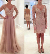 Long Sleeve Prom Dresses,V-neck Prom Dress,Two Pieces Prom Dresses,Cheap Prom Dress,Elegant Prom Dresses,PD00125