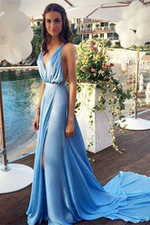 Long Prom Dresses,blue Prom Dress,chiffon Prom dress,sexy backless prom Dress,BD440