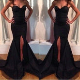 Black prom Dress,Mermaid Prom Dresses,Side slit prom Dress,Sweetheart prom dress,Evening dress,BD038