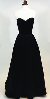 Black ball gown, prom dress, evening gown, party dress, long dress, velvet dress, strapless dress, vintage style dress,BD98019
