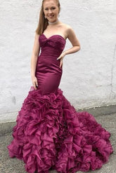 Mermaid Style Prom Dresses with Ruffles Organza Skirt, BH91253