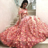 Off The Shoulder Applique Long Prom Dress,BH91177