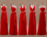 Mismatched Bridesmaid Dress,Long Bridesmaid Dress,Chiffon Bridesmaid Dress,Red Bridesmaid Dress, BD128