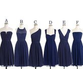 Mismatched Bridesmaid Dress,Short Bridesmaid Dress,Chiffon Bridesmaid Dress,Navy Bridesmaid Dress, BD126