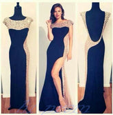 black Prom Dresses,side slit Prom Dress,Dresses For Prom,formal Prom Dress,long Prom Dress,BD897