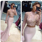 long Prom Dresses,mermaid Prom Dress,long sleeves Prom Dress,two pieces Prom Dress,BD1013