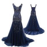 navy blue prom Dress,rhinestone Prom Dresses,long prom dress,charming prom dress,BD1666