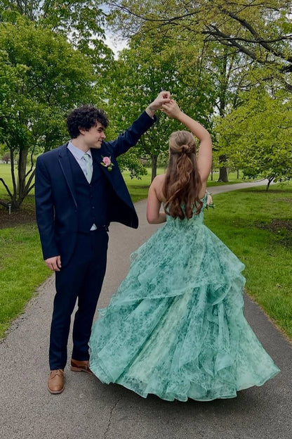 Gorgeous A Line Sweetheart Ruffled Organza Prom Dresses
