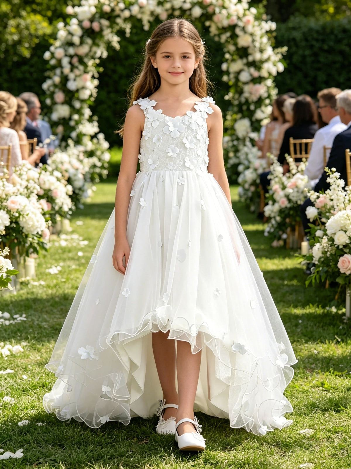 Girls Ivory Tulle Flower Girl Dress