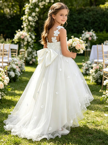 Girls Ivory Tulle Flower Girl Dress
