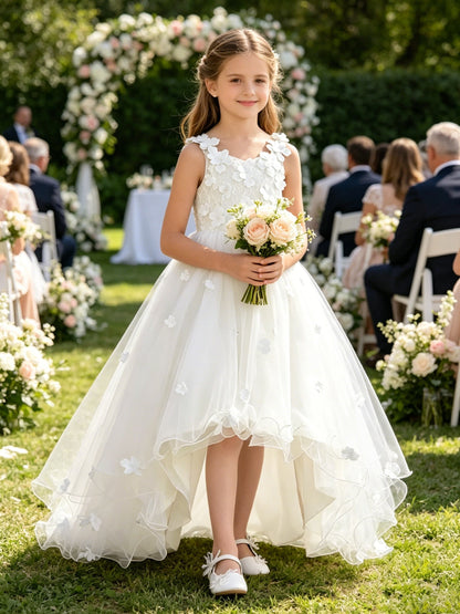 Girls Ivory Tulle Flower Girl Dress
