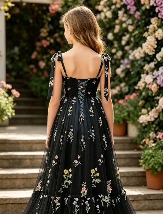 Girls Black Tulle Flower Girl Dress