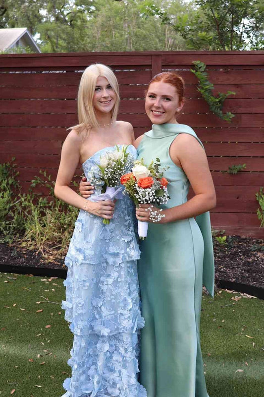 Halter V-cut Back Sheath Sage Green Long Prom Dresses