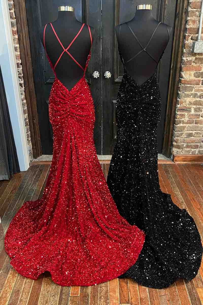 New Mermaid Sequin Long Prom Formal Dresses,BD240701