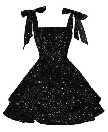 Girls Pink Sequin Flower Girl Dress with Bow Straps