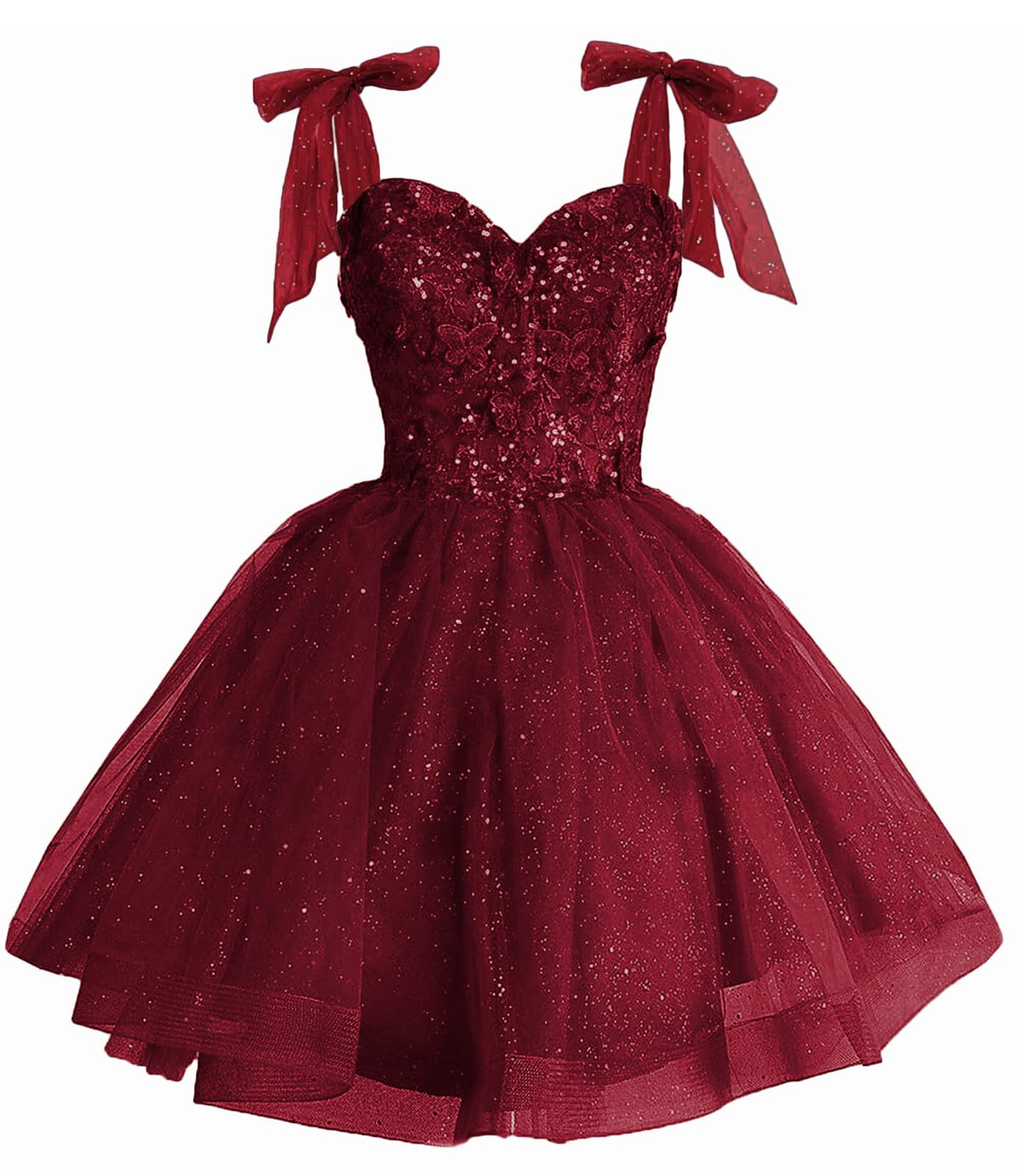 Girls Red Sequin Flower Girl Dress with Bow Straps