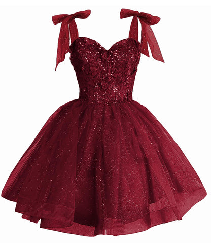 Girls Red Sequin Flower Girl Dress with Bow Straps
