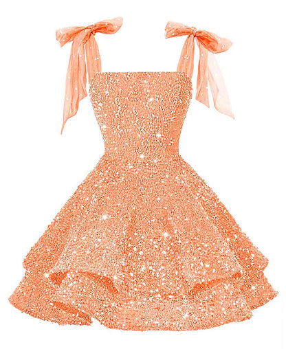 Girls Pink Sequin Flower Girl Dress with Bow Straps