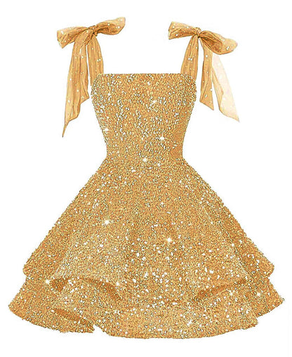 Girls Pink Sequin Flower Girl Dress with Bow Straps