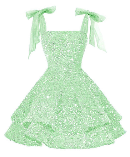 Girls Pink Sequin Flower Girl Dress with Bow Straps