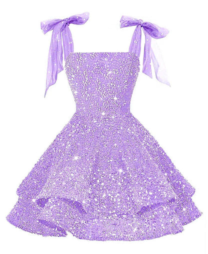 Girls Pink Sequin Flower Girl Dress with Bow Straps