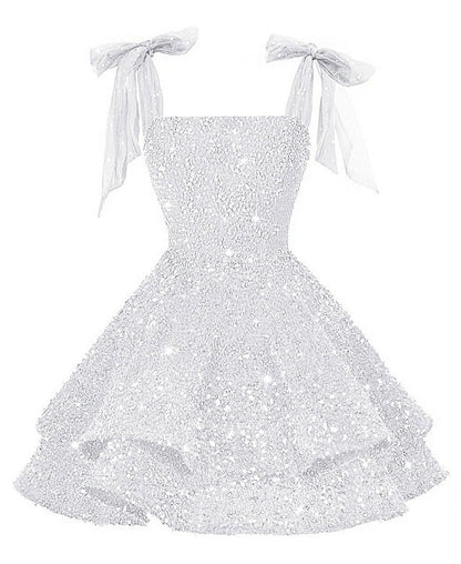 Girls Pink Sequin Flower Girl Dress with Bow Straps