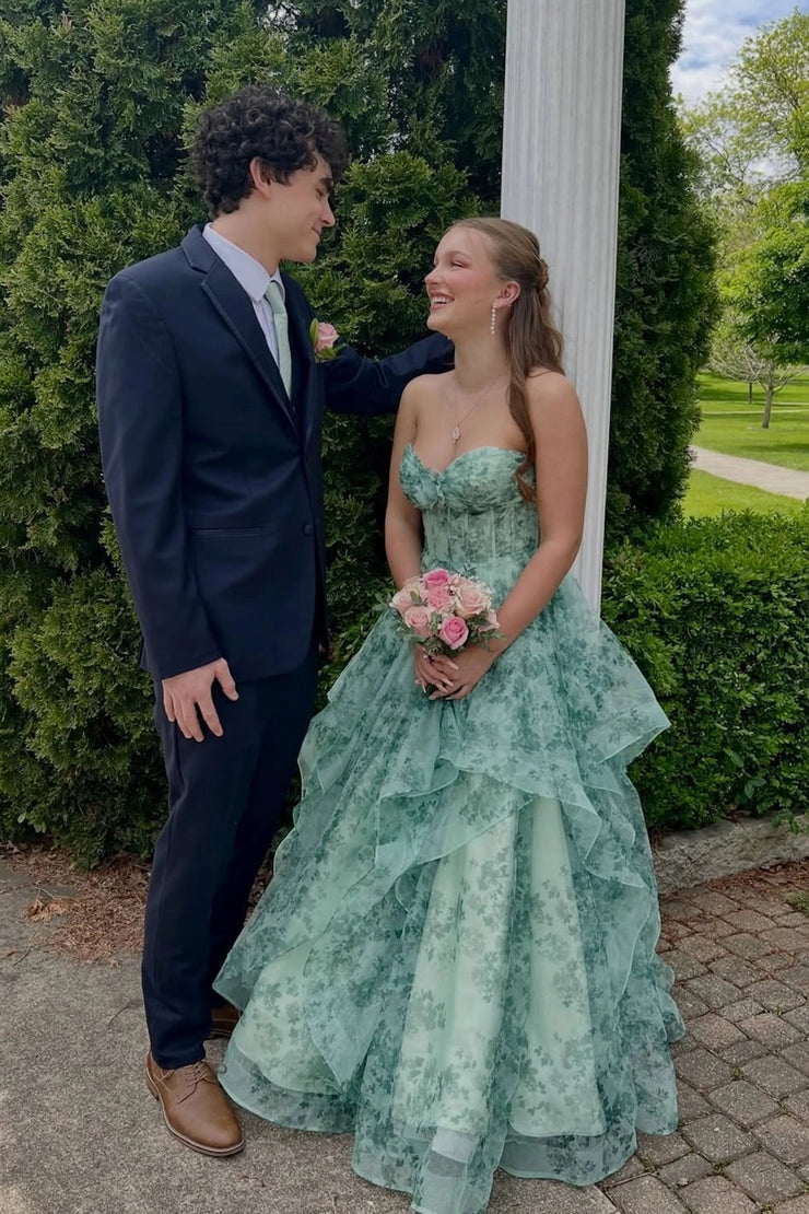 Gorgeous A Line Sweetheart Ruffled Organza Prom Dresses