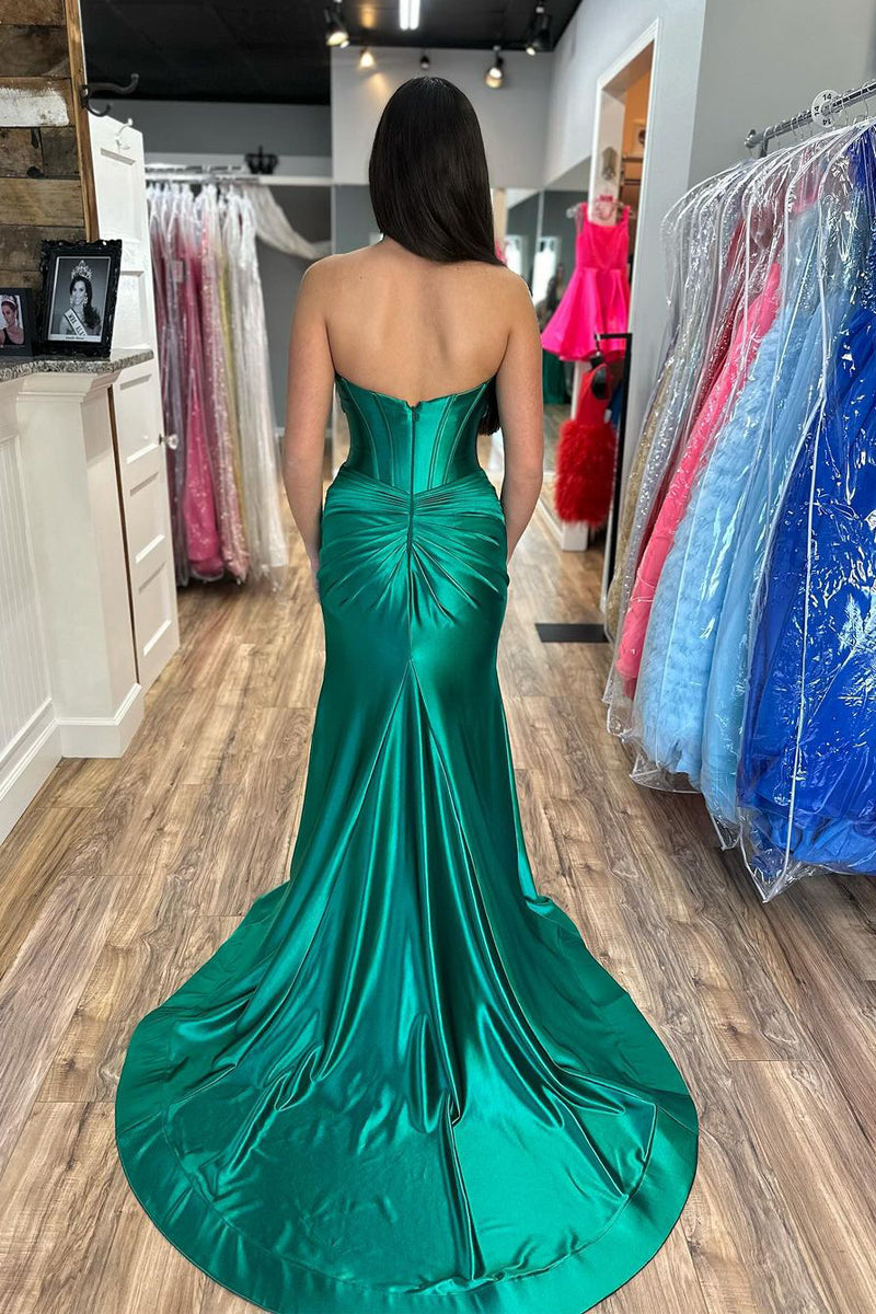 Long Dark Green Sweetheart keyhole Prom Dresses,BD98023