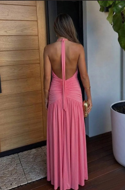 Sheath Deep V Neck Coral Stretch Long Satin Evening Party Dresses