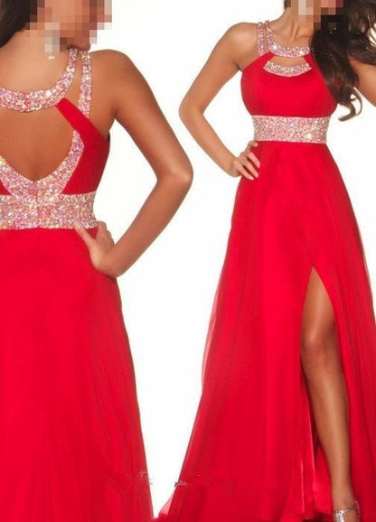 red Prom Dress,Long Prom Dress,open back Prom Dress,side slit Prom Dress,charming Prom Dress, BD2987