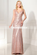 Gold Sequin bridesmaid dress,long bridesmaid dress, bridesmaid dress,SD351