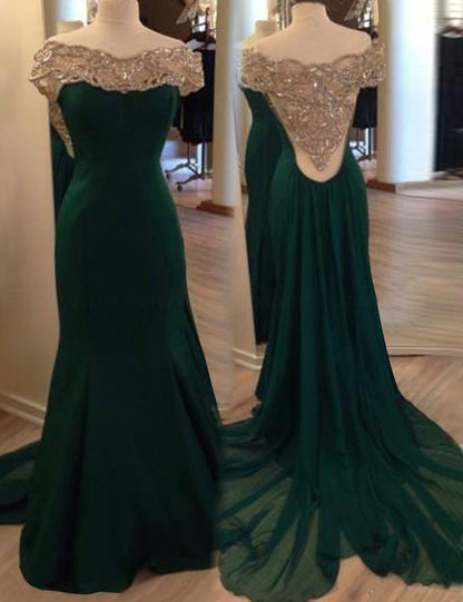 Off-shoulder Prom Dresses,A-line Prom Dress,High Waist Prom Dress,Short Sleeve Front Prom Dress,Cheap Prom Dress,PD0048