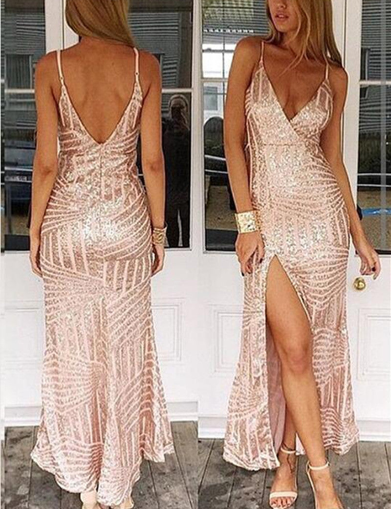 Deep V-neck Prom Dresses,Sexy Prom Dress,Charming Prom Dress,Leg Slit Prom Dress,Cheap Prom Dress,PD0044