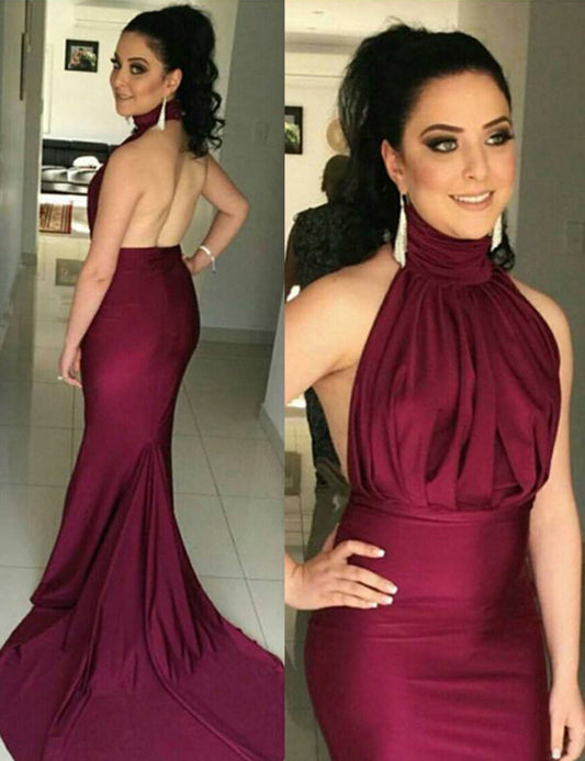 Mermaid Prom Dresses,Halter Burgundy Prom Dress,Backless Prom Dresses,Elegant Prom Dress,Cheap Prom Dresses,PD00177