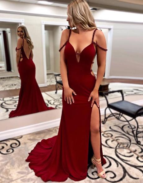 sexy burgundy off shoulder open back long evening dress wit side slit,HO193