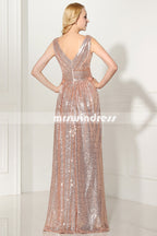 Gold Sequin bridesmaid dress,long bridesmaid dress, bridesmaid dress,SD349