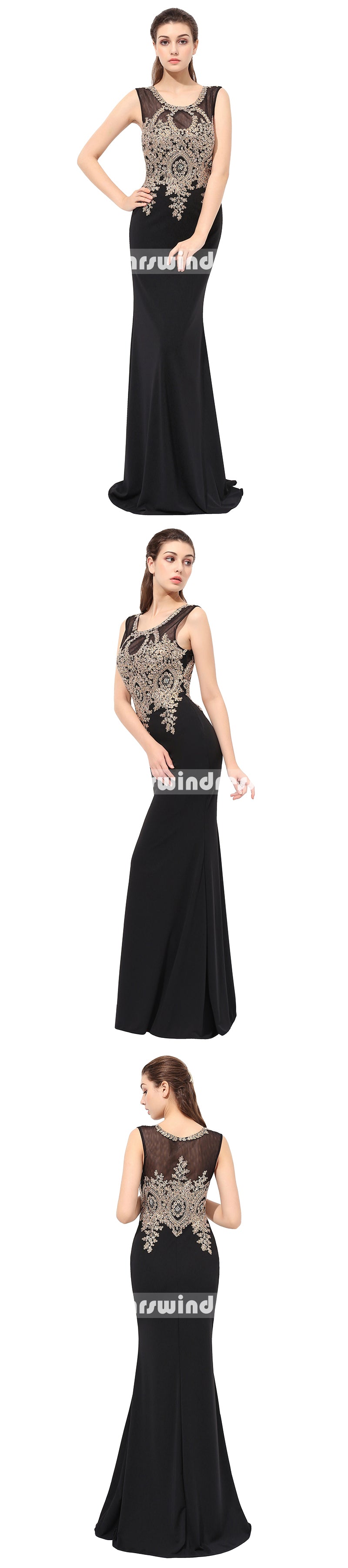 Black Prom Dresses,Vintage Prom Gowns,Long Evening Dress, Evening dresses,LX360