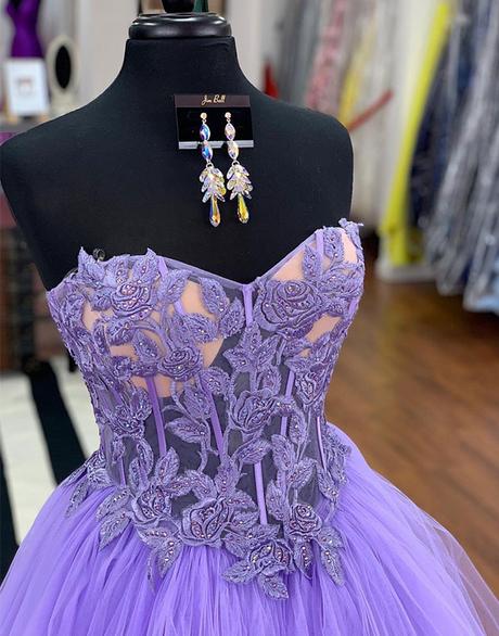 sweetheart purple tulle long popular prom dress,HO189