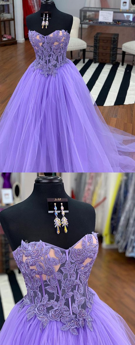 sweetheart purple tulle long popular prom dress,HO189