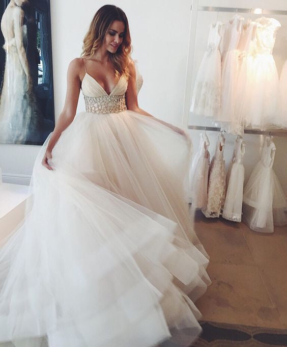 Gorgeous Wedding Dress,Spaghetti Straps Wedding Dress,Charming wedding Dress,Elegant Wedding Dress,PD00153