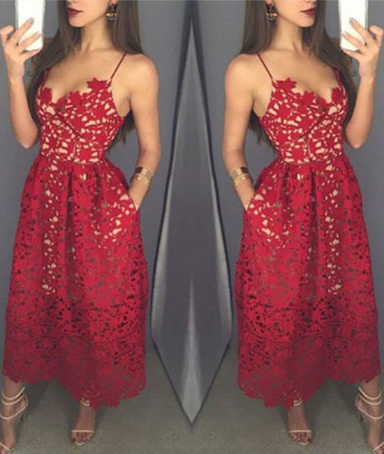 Spaghetti Straps Prom Dresses,Modern Prom Dress,Fashion Prom Dresses,Red Prom Dress,Cheap Prom Dress,PD00105