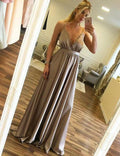 Hot Sexy Simple A Line Spaghetti Straps Satin Long Prom Dresses, BH91232