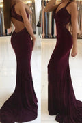 Sexy Grape Sweetheart Backless Mermaid Spandex Long Prom Dresses,BD22185
