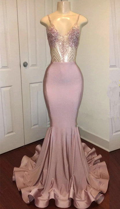 Sexy Mermaid Dusty Rose Sweetheart Shiny Backless Long Prom Dress,BD22176