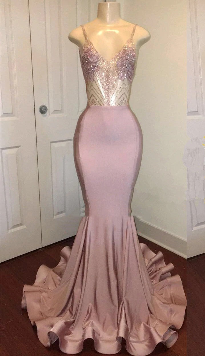 Sexy Mermaid Dusty Rose Sweetheart Shiny Backless Long Prom Dress,BD22176