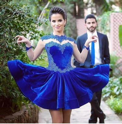 Short prom Dress,Charming Prom Dresses,Royal blue prom Dress,homecoming dress,Party dress for girls,BD053