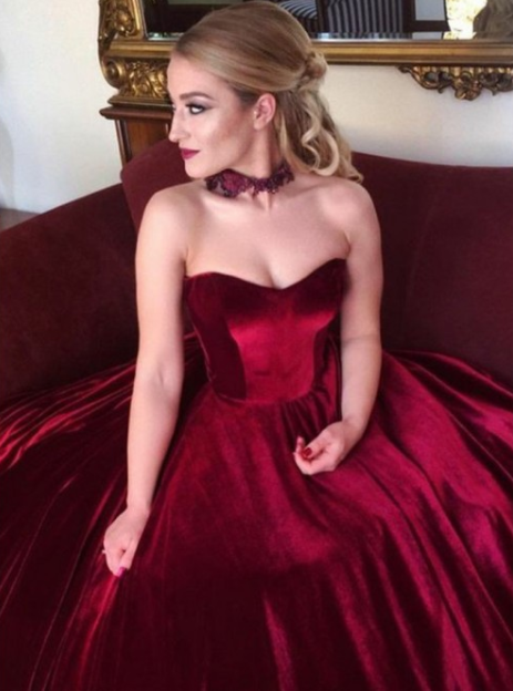 chic strapless A-line long prom dress elegant popular ball gown,HO131