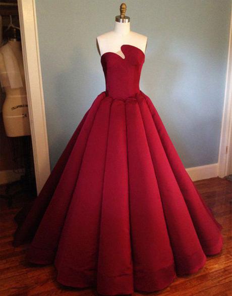 burgundy strapless A-line long chic prom dress,HO178